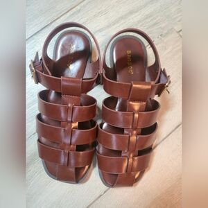 Bamboo Brown Woven Fisherman Sandals | Buckle Strap | Flat Comfort Sandals